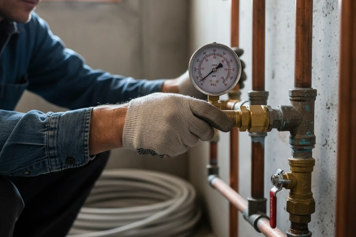 Pressure testing a repaired line during Water Line Repair in Stoddard